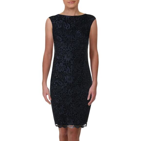 NWT RALPH LAUREN Sleeveless Boat Neck Sheath Dress SIZE 12 Navy Blue NEW - Picture 1 of 13